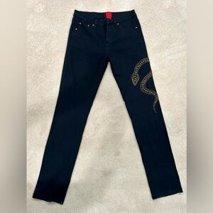Christina Black Skinny Jeans with Gold Design
